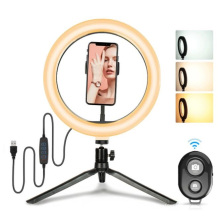 Adjust color dimmable USB plug 6 inch 10 inch selfie ring light with tripod stand and pan tilt zoom